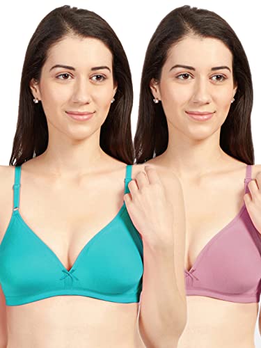 Image of SONARI Omania Womens Non-Padded Cotton Polyester Bras - Solid, Non-Wired, Medium Coverage, Hand Washable (Pack of 2)
