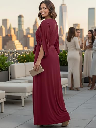 Image of KOH KOH Womens 2026 Flowy Formal Batwing Sleeve Evening Casual Gown