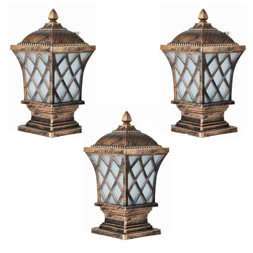 Image of GreyWings Outdoor Aluminium Gate Light for Poles and Pillars, Copper Antique Color, Pack of 3
