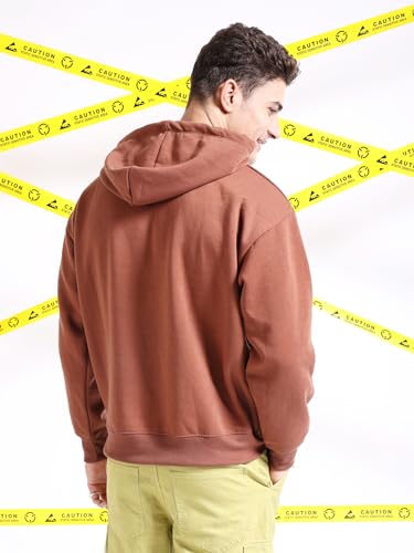 Image of The Indian Garage Co Men Regular Fit Solid Overhead Hooded Sweatshirt