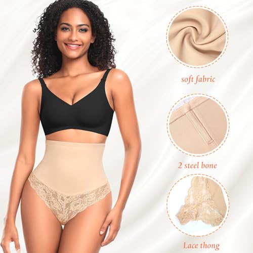 Image of Werena Thong Shapewear for Women Mid High Waisted Shaper Panties Girdle