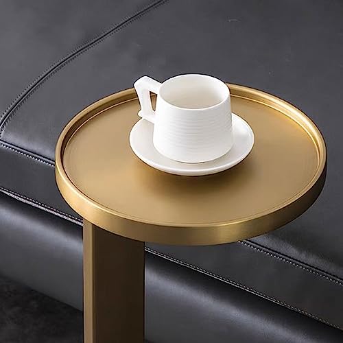 Table basse ronde en forme de C dorée pour canapé et lit
