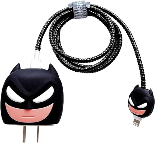 Image of Cartoon 3D Design Protective Case Compatible with Apple 18W - 20W USB-C Power Adapter Charger, Protective Cover for iPhone 18W & 20W Power Adapter Charger with Wire Saver. (Batman)