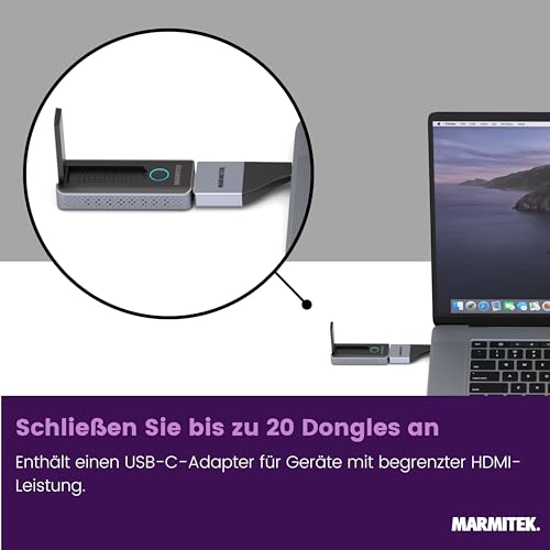 Wireless HDMI Extender Marmitek STS2 - Kabellose Präsentation ohne App - 1080p/60Hz, AirPlay & Miracast, bis zu 20 Sender - Plug & Play im Meetingraum - HDMI Sender Funk