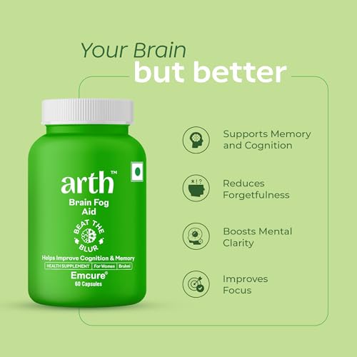 Image of Arth Brahmi Capsules for Memory, Focus, Concentration & Brain Fog Support - 30 Capsules for Men & Women | Bacopa Monnieri Supplement | Enhanced Absorption for Mental Clarity, Alertness & Positive Mood