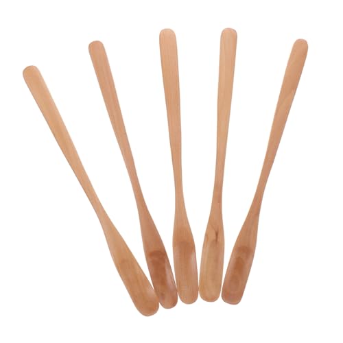 CONGARTENO 5pcs Wooden Mixing Spoon Espresso Spoon Coffee Stir Sticks Tea Spoon Bee Honey Spoon Stirring Scooper Tea Scoop Espresso Stirrer Coffee Whisk Honey Mixing Spoon Honey Stirrer