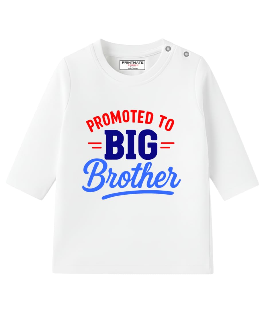 Promoted to Big Brother Printed Pure Cotton Soft Fabric Unisex Tshirt for Kids B4-image-43