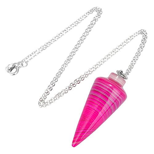 ローズストライプのオニキス宝石石の癒しの丘陵地帯のチャーム振り子チェーンファッションペンダントの女性ジュエリー-1個