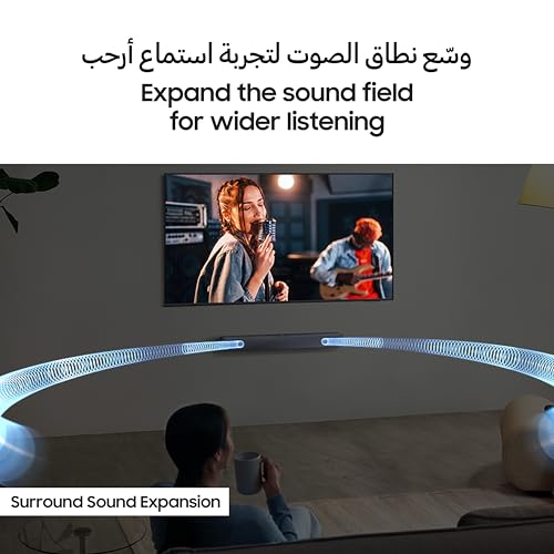 مكبر صوت من سلسلة بي موديل B400F بنظام صوتي بقناتين 2.0 مع مضخم صوت مدمج مع جهاز تحكم عن بعد ويدعم توسيع الصوت المحيطي والاتصال اللاسلكي عبر البلوتوث بالتلفزيون إصدار 2025 النسخة السعودية من سامسونج