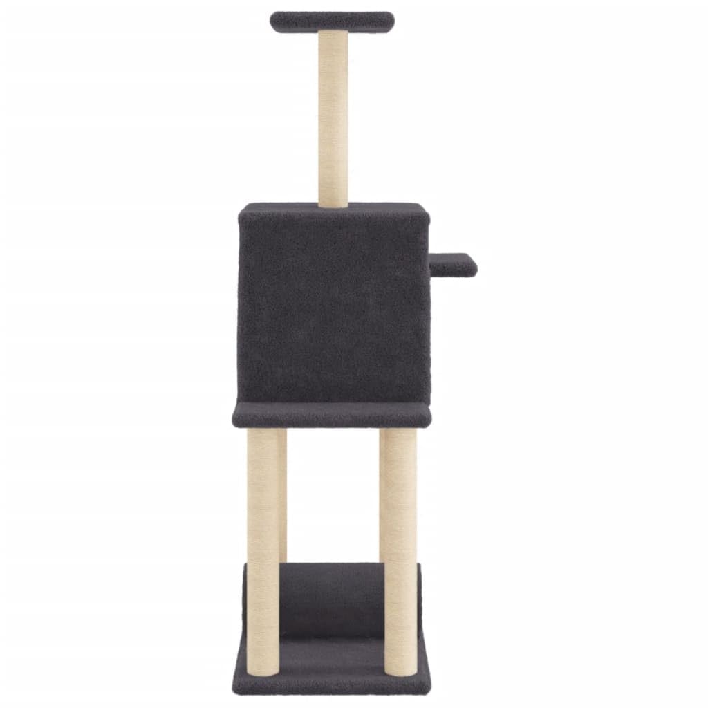 Homgoday Tiragraffi per gatti con tiragraffi in sisal, grigio scuro, 122 cm, torre tiragraffi multilivello con scala e condomini, centro attività per gatti da interno