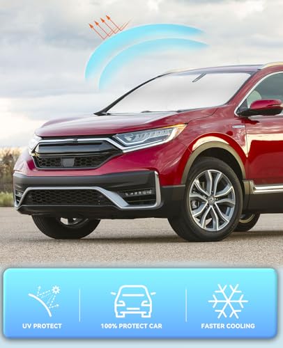 Sun Shade Windshield Sunshades Cover for 2012-2021 2022 Honda CR-V CRV LX, EX, EX-L, EX-L Navi, Touring Accessories Foldable Front Window Shields Protector Fits CR-V CRV Sun Visor Blocks UV Rays