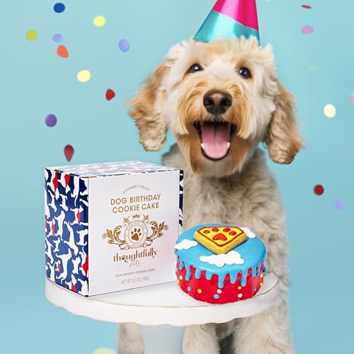 Image of Thoughtfully Pets, Superhero Dog Birthday Cookie Cake, Gourmet Mini Cake, Peanut Butter Flavored, Hand Decorated Hollow Biscuit for Any Dog Breed