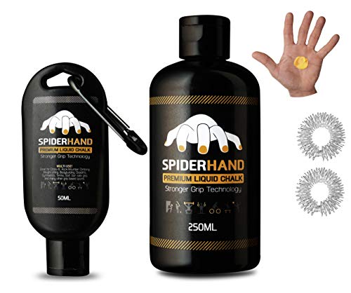 HEALTHY PLAN Liquid Chalk Grip - Professional Hand Grip, Combo Kit 8.3 oz + 1.7 oz Travel Clip & Rings Massage, Liquid Chalk for Weight Lifting,for Gymnastics (Orange)