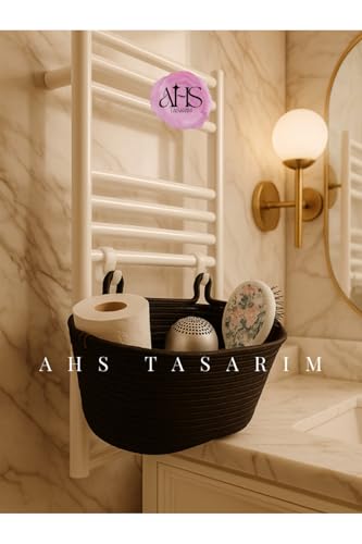 Doğal Hasır Askılı Sepet – Banyo & Mutfak Duvar ve Petek Havlupan Üstü Organizer Siyah Tek Ebat