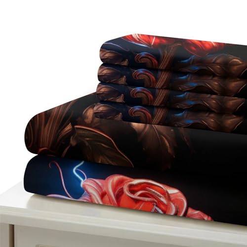 Housse de couette imprimée roses King en microfibre premium 3D - 6