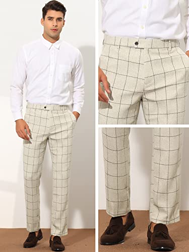 Lars Amadeus Formal Plaid Dress Pants for Men's Slim Fit Business Office Checked Suit Trousers4