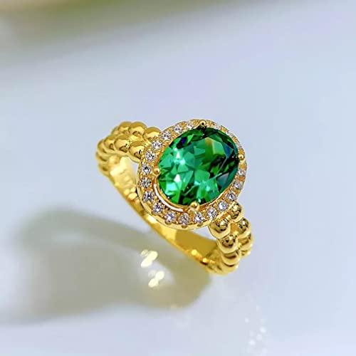 Bague en argent 925 avec 2 anneaux diamant carbone émeraude pour femme