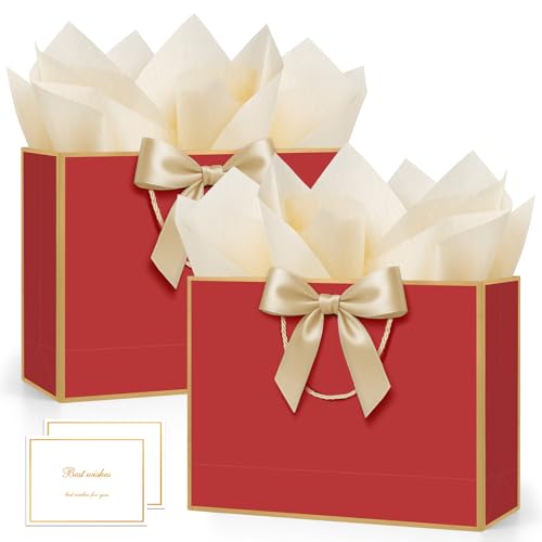 ANZNKU Gift Bags Medium with Handles 2 Pcs for Wedding Birthday Gift Wrap