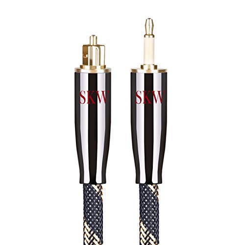 SKW Câble Optique Mini TOSLINK, Câble Optique Audio Numérique(S/PDIF), Transmet Les signaux Audio numériques à Un TV/amplificateur/équipement HiFi (1M, Noir) Cover
