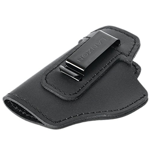 Lanzon Leather Iwb Handgun Holster, Concealed Carry Holster, Fits Glock 17 19 22 23 32 33 36 43, S&W M&P Shield, Springfield Xd-S, Kel-Tec Pf-9, Beretta 92Fs, Sig Sauer P228 &All Similar Firearms-Left #TOP5