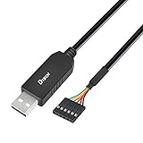 DTECH USB TTL シリアル 変換 ケーブル 3.3V 1m FTDI チップセット 6ピン 2.54mm ピッチ メス コネクタ FT232RL USB UART シリアル コンバーター ケーブル Windows 10 8 7 Linux Mac