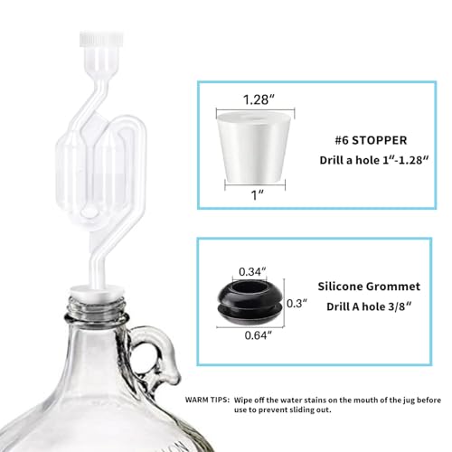 Airlocks for Fermenting 6 Pack,Fermentation Airlock Set Brewing Bubble Airlock for Fermentaiton Lids Jar Carboy Bung Newly High Transparency