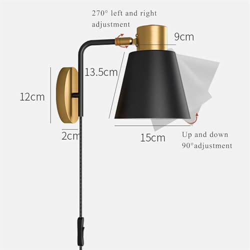 Lámpara de pared vintage E27 con cable enchufe interruptor regulable 2