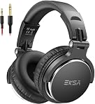EKSA P100 Wired Over Ear Headphones with Microphone, Hi-Res DJ Stereo Headphones with 50mm Neodymium Drivers, 3.5mm/6.35mm Jack for AMP Computer Recording Phone Piano Guitar