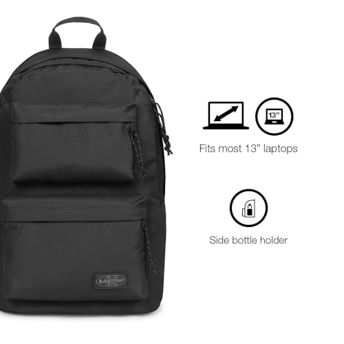 Image of EASTPAK Padded Double - 24L Squared Backpack with Dual Front Pockets, 13 inch Laptop Sleeve, Bottle Holder & Padded Straps, Refleks Space Black