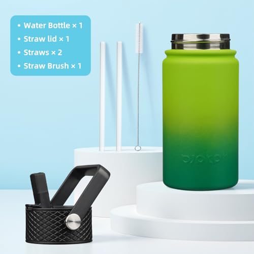Image of BJPKPK Insulated Water Bottle, 15oz Stainless Steel with Straw Lid