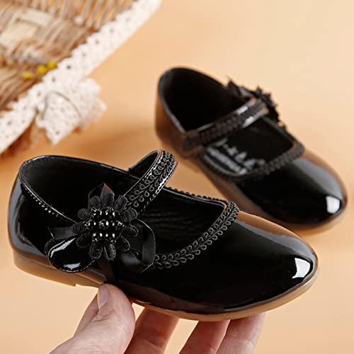 Toddler Girls Dress Bows Shoes Baby Kids Mary Jane Ballet Flat𝐬 Flower Girl School Part𝐲 Wedding Shoes with Flower3