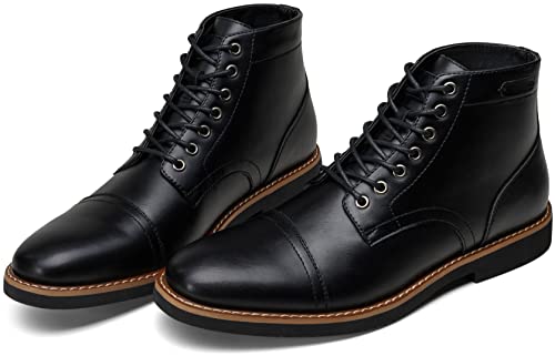 Image of Vostey Mens Boots Casual Chukka Boots for Men Motorcycle Boot Dress Cap Toe Ankle Vintage Distressed Lace-up