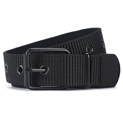 SUOSDEY Grommet Nylon Belt for Men Web Belt for Jeans Nylon Men Belt with Metal Buckle