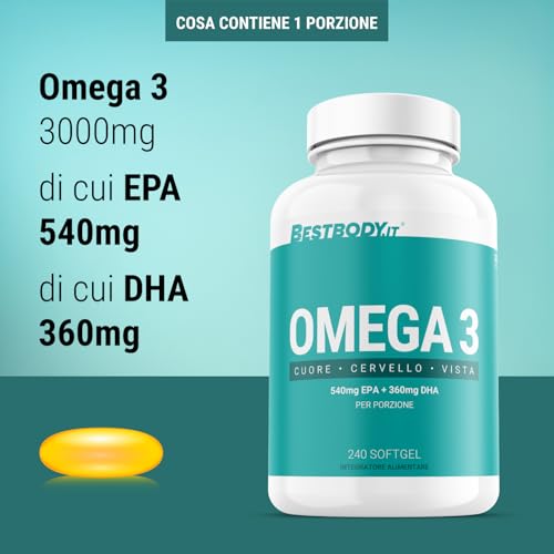 BestBody - Omega 3 in Perle con 540mg di EPA e 360mg di DHA per Porzione, 240 Capsule - 5