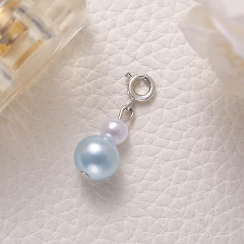 Image of MIXJOY Something Blue Gift for Bride, Wedding Day Bridal Blue Pearl Angel Wings Bouquet Garter Charm for Bride to Be
