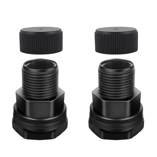 SNUTUYA PVC Garden Hose Bulkhead Fitting With Plug 1/2 Female NPT 3/4 Male GHT (garden Hose Thread) For Rain Barrels Aquariums Sinks2 Pack