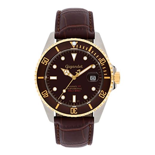 Gigandet Reloj de Hombre Automático Sea Ground Reloj de Buceo Analógico Cuero Marrón G2-019