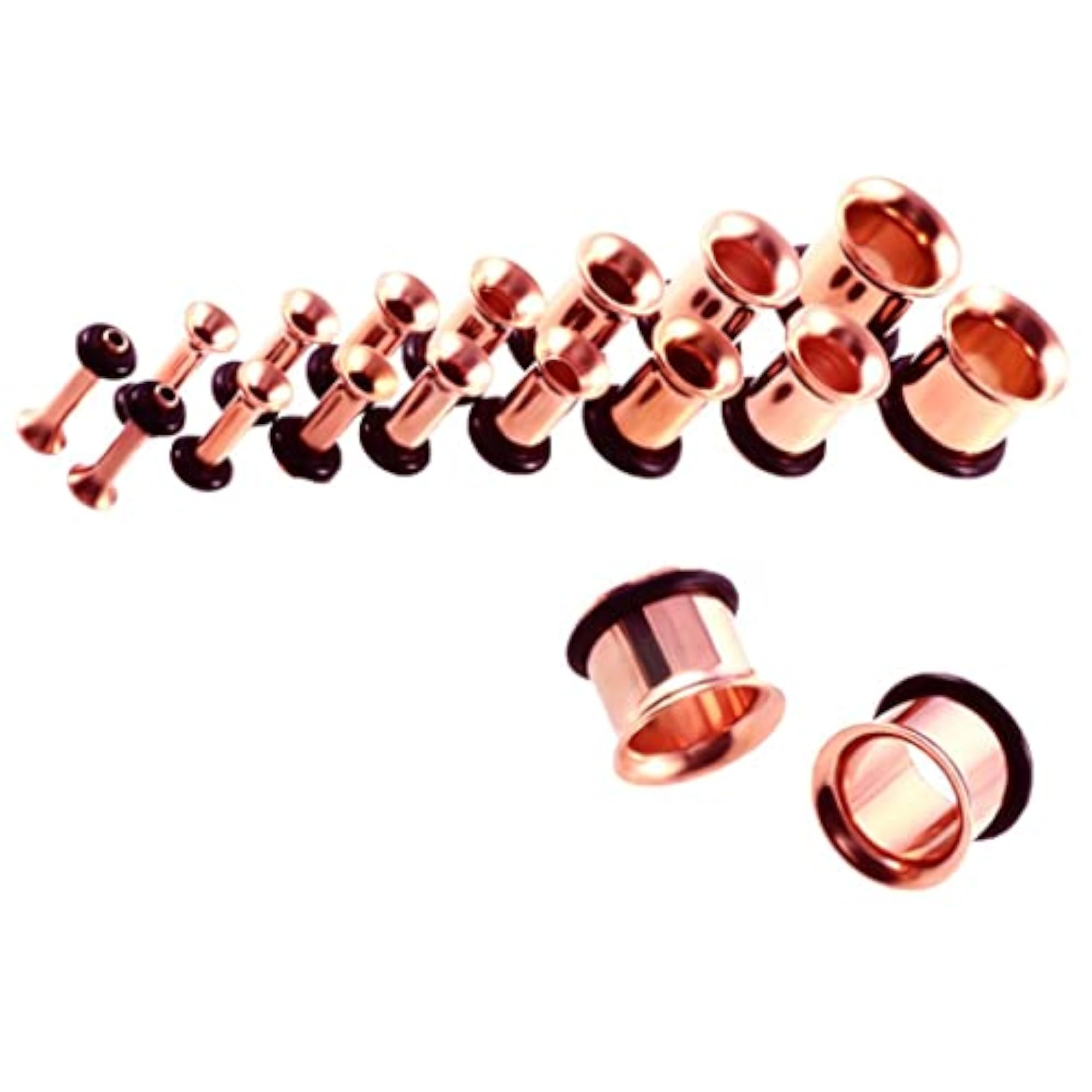 9 Pair Rose Gold Stainless Steel Ear Gauges Stretching Tunnel Plugs