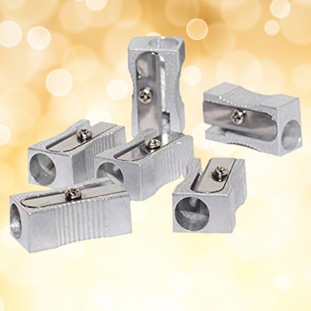 Miniatura 3 de Sacapuntas manuales de metal de mano de metal mini plata con un solo agujero sacapuntas de aleación de aluminio para lápices de tamaño estándar