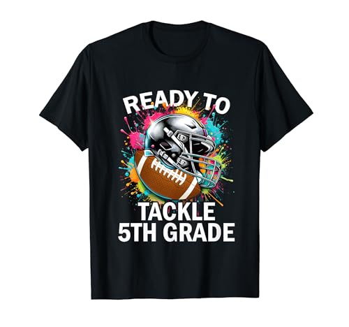 Ready To Tackle 5th Grade First Day Football Back To School T-Shirt