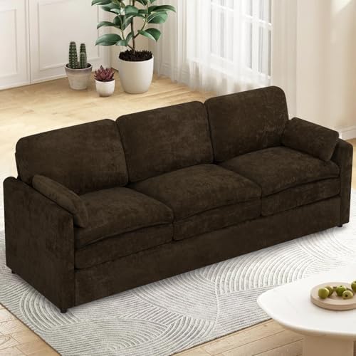 89” Chenille Sofa w/Two Arm Pillows, Upholstered 3 Seater Sofa w/...