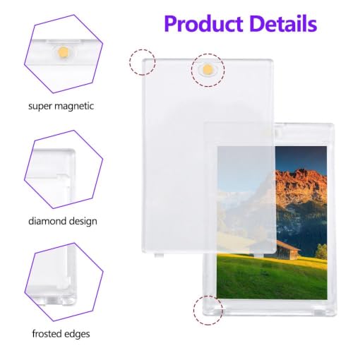 Soporte magnético para tarjetas de 35pt juego de 6 protectores acrílicos transparentes de 11x7,5 cm 3