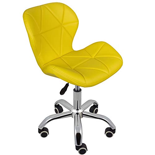 Charles Jacobs Home Office Swivel Computer Desk Chair with a Height Adjustable Chrome base and Wheels - Yellow PU