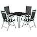 WELS Gartenmöbel Set 4 Stühle mit Tisch | Sitzgruppe Garten | Terassenmöbel wetterfest | Gartenmöbel Set Aluminium | Gartentisch mit Stühlen Set | Terrassenmöbel Set