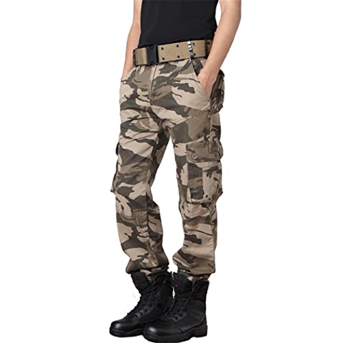 Pantalon de camouflage multi-poches homme en coton pour entraînement militaire