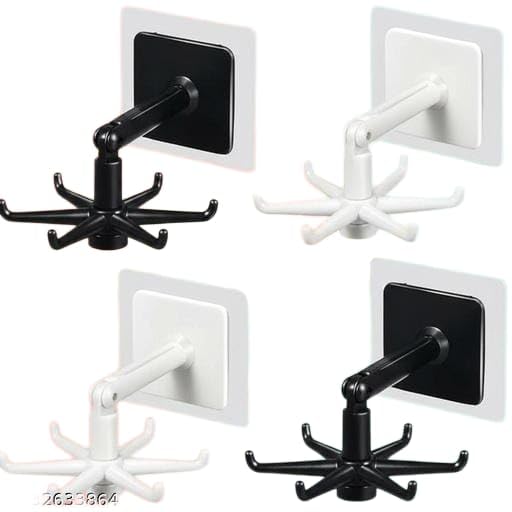(Pack of 4 Kitchen Hook Rotating 360 Degree Bathroom self Adhesive Home Wall Hanging Hanger Hooks Utility Office Sticker Heavy Folding Satyam 112-image-8