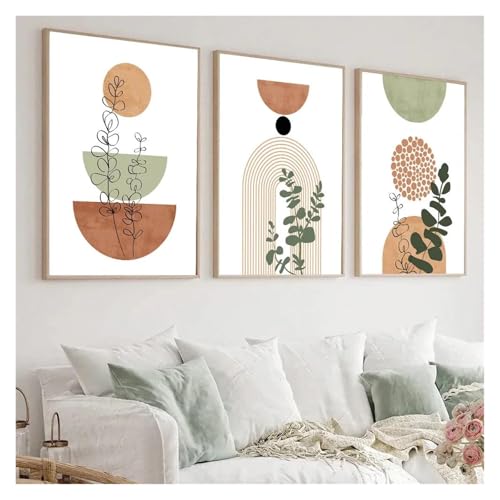 Tableaux Décoration Murale Moderne : lot de 3 affiches bohème abstrait 30x40cm pour salon