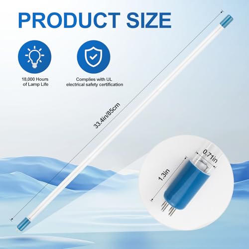 Image of 40 Watt UV Lamp for Aquarium & Pond - 40 Watt Replacement UV Lamp for Aqua Water Filter (A20040 40W), 18 Months Life Time, Keeps Water Clean & Clear