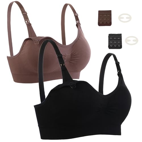 Confezione da 2 reggiseni per allattamento al seno, senza ferretto e senza cuciture, XL
