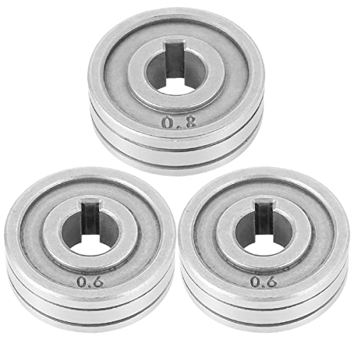 3Pcs 0.6-0.8mm/0.8-1.0mm/1.0-1.2mm Wire Feed Drive Rollers 30mm Diameter Knurled Groove Wire Roll Wheels Stainless Steel Welding Line Feeding Roll MIG MAG Welders Equipment Parts .(0.6-0.8,silver)